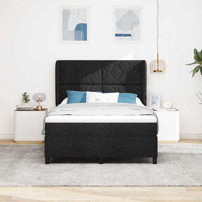 Letto a molle con testiera Nero 160 x 200 cm Tessuto