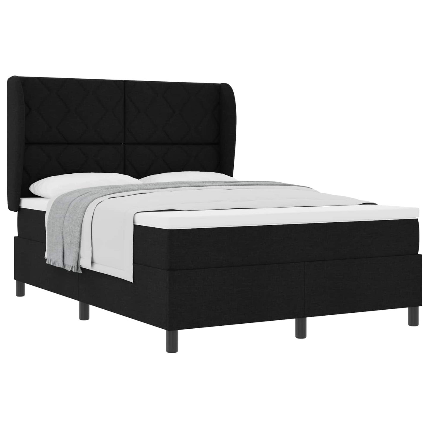 Letto a molle con testiera Nero 160 x 200 cm Tessuto