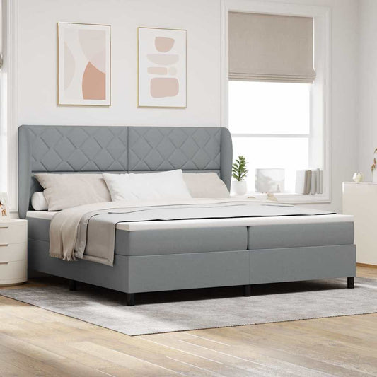 Letto a molle con materasso Grigio chiaro 200 x 200 cm Tessuto