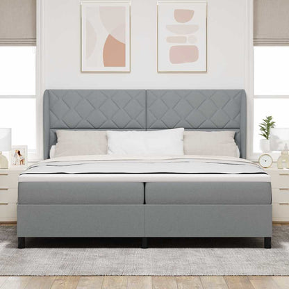 Letto a molle con materasso Grigio chiaro 200 x 200 cm Tessuto