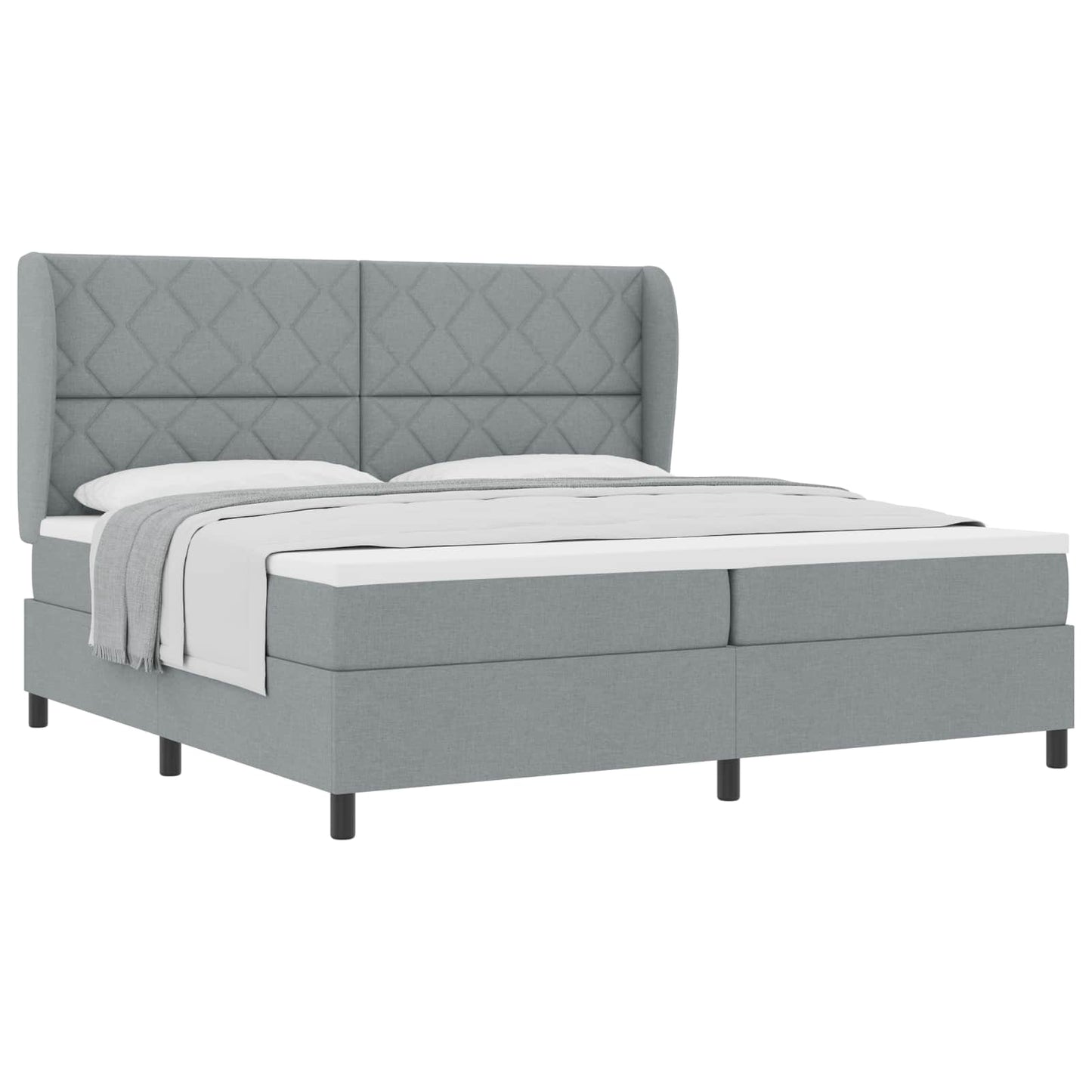 Letto a molle con materasso Grigio chiaro 200 x 200 cm Tessuto