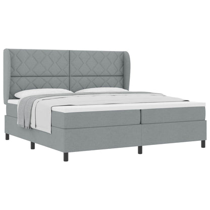 Letto a molle con materasso Grigio chiaro 200 x 200 cm Tessuto