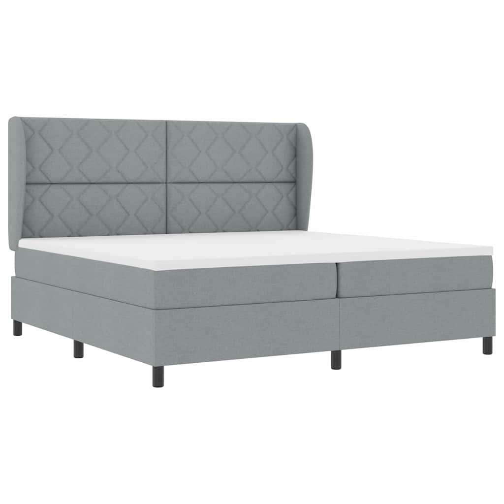Letto a molle con materasso Grigio chiaro 200 x 200 cm Tessuto