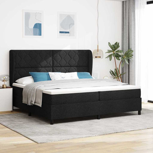Letto a molle con testiera Nero 200 x 200 cm Tessuto | homemem39