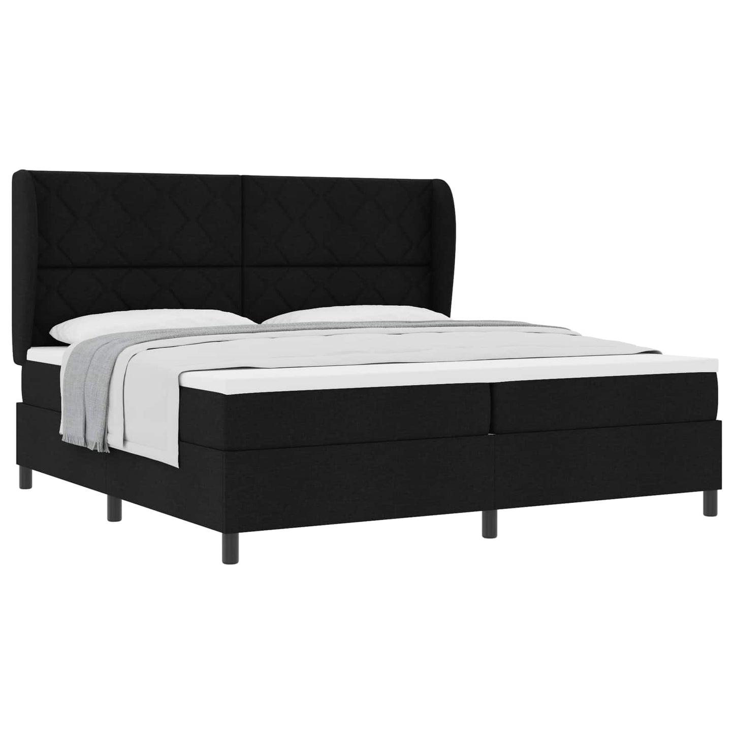 Letto a molle con testiera Nero 200 x 200 cm Tessuto | homemem39