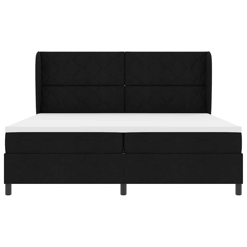 Letto a molle con testiera Nero 200 x 200 cm Tessuto | homemem39