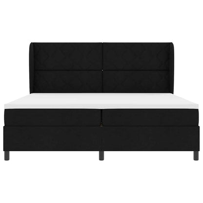 Letto a molle con testiera Nero 200 x 200 cm Tessuto | homemem39