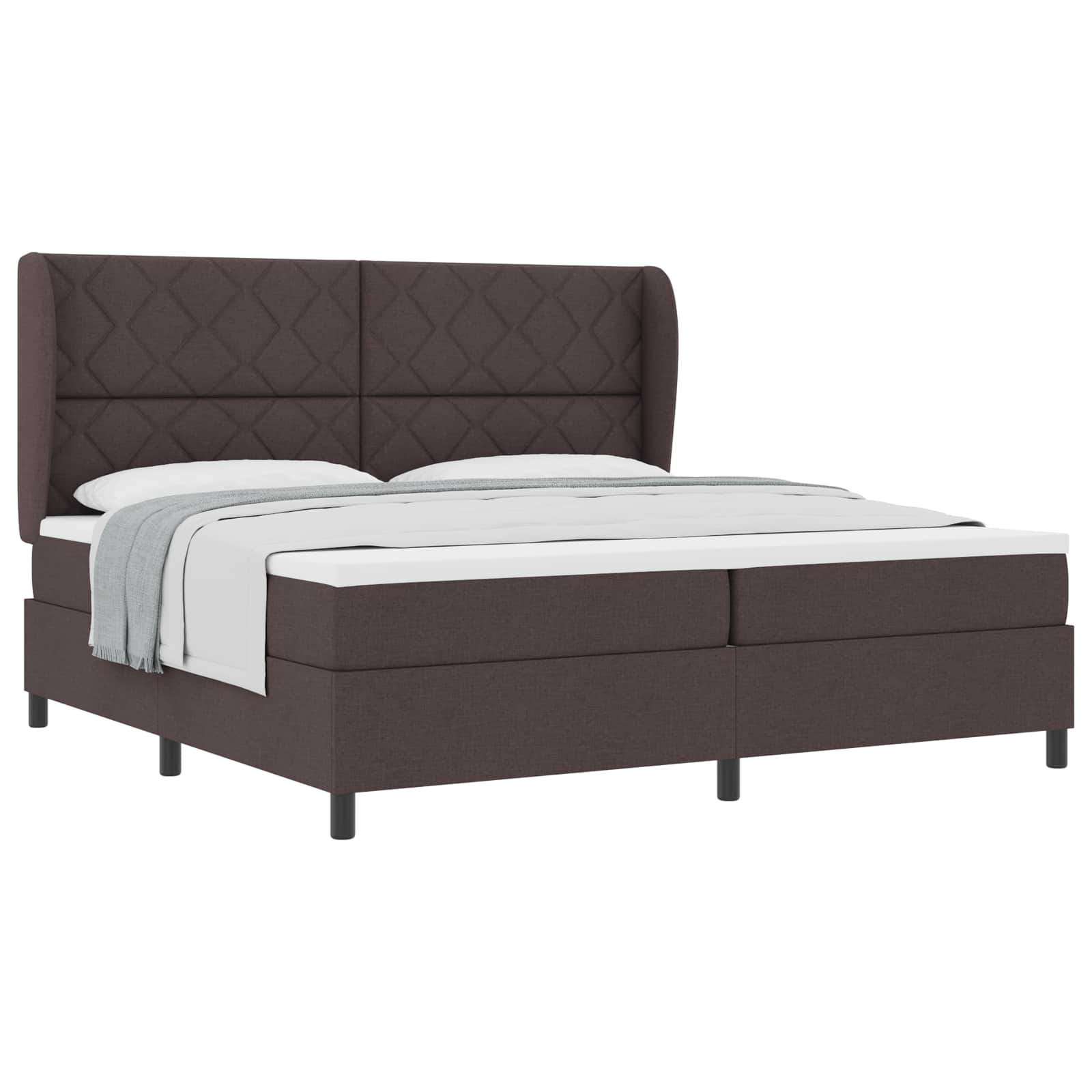Letto a molle con testiera Marrone scuro 200 x 200 cm Tessuto | homemem39