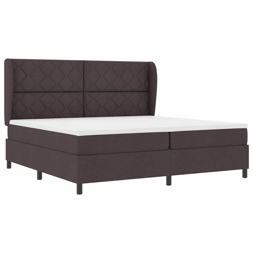 Letto a molle con testiera Marrone scuro 200 x 200 cm Tessuto | homemem39