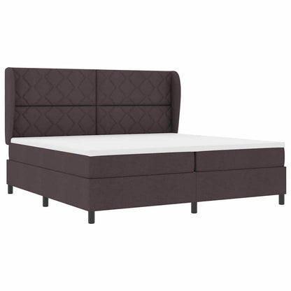 Letto a molle con testiera Marrone scuro 200 x 200 cm Tessuto | homemem39