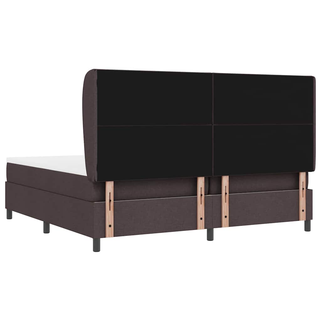 Letto a molle con testiera Marrone scuro 200 x 200 cm Tessuto | homemem39