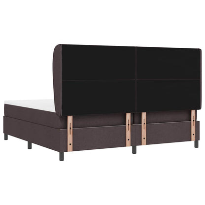 Letto a molle con testiera Marrone scuro 200 x 200 cm Tessuto | homemem39