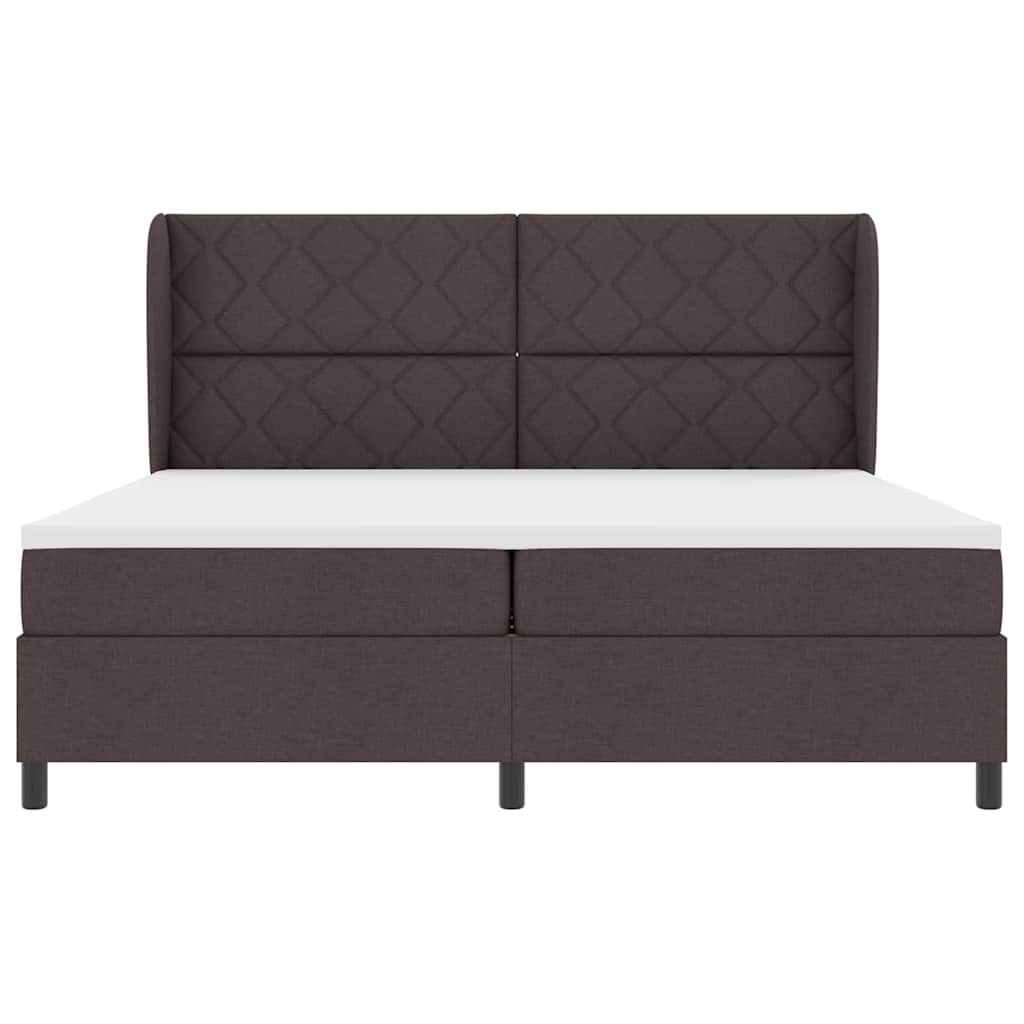 Letto a molle con testiera Marrone scuro 200 x 200 cm Tessuto | homemem39