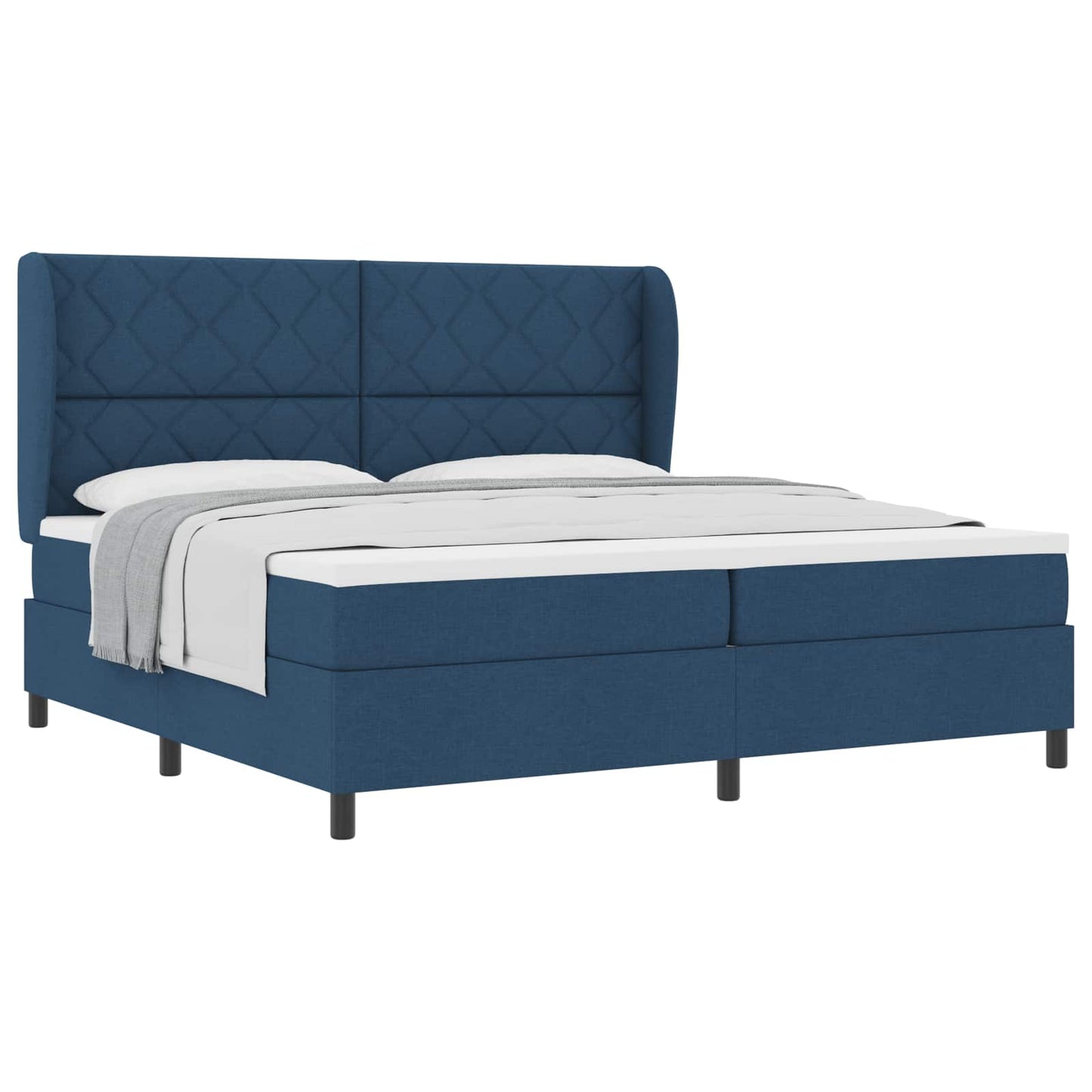 Letto a molle con testiera Blu 200 x 200 cm Tessuto | homemem39