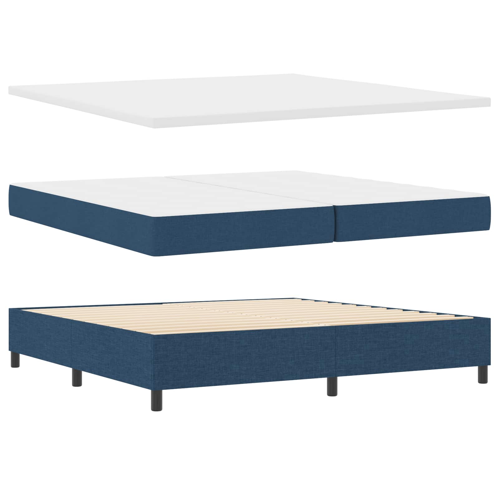 Letto a molle con testiera Blu 200 x 200 cm Tessuto | homemem39