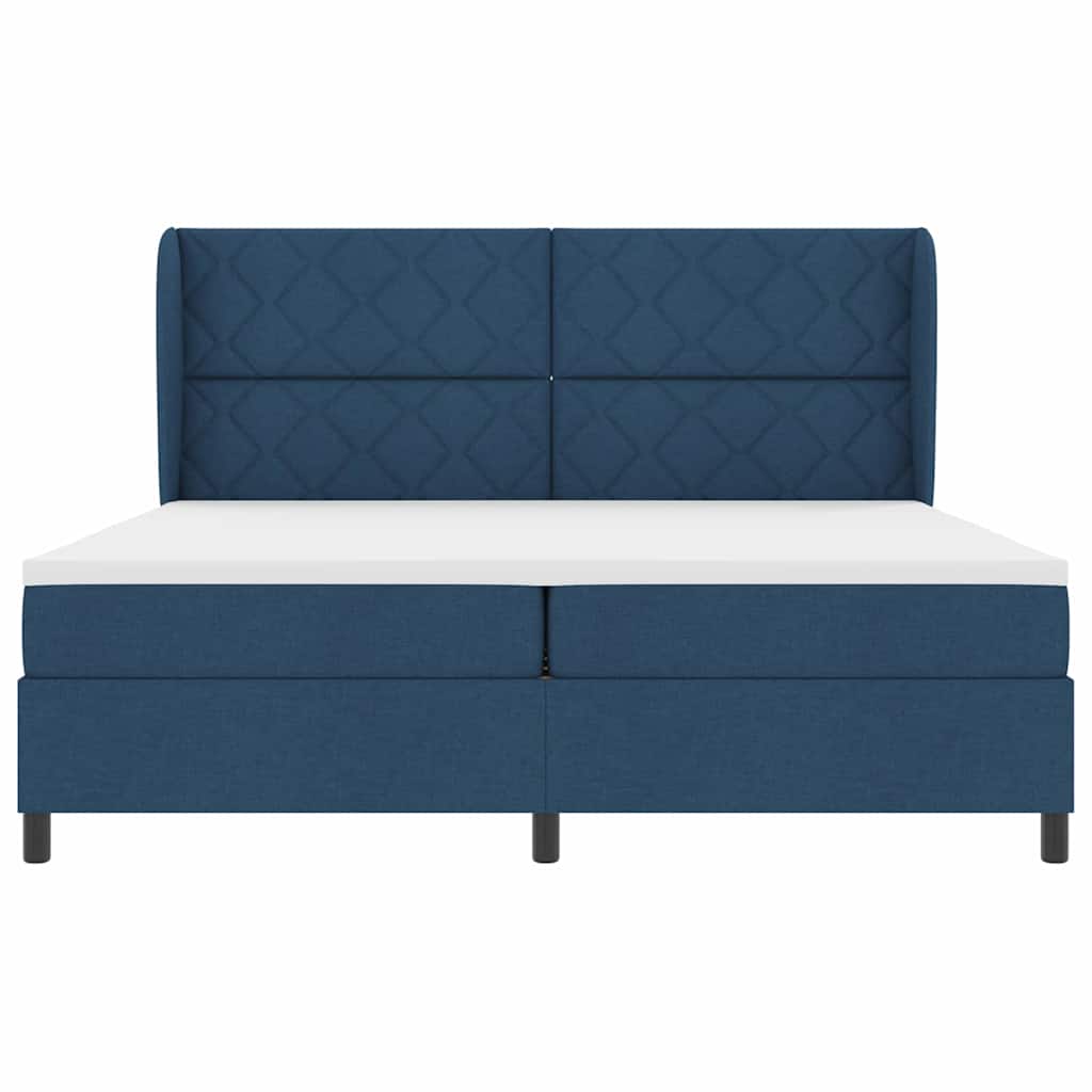 Letto a molle con testiera Blu 200 x 200 cm Tessuto | homemem39
