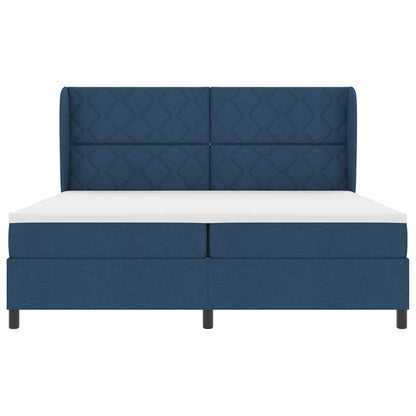Letto a molle con testiera Blu 200 x 200 cm Tessuto | homemem39