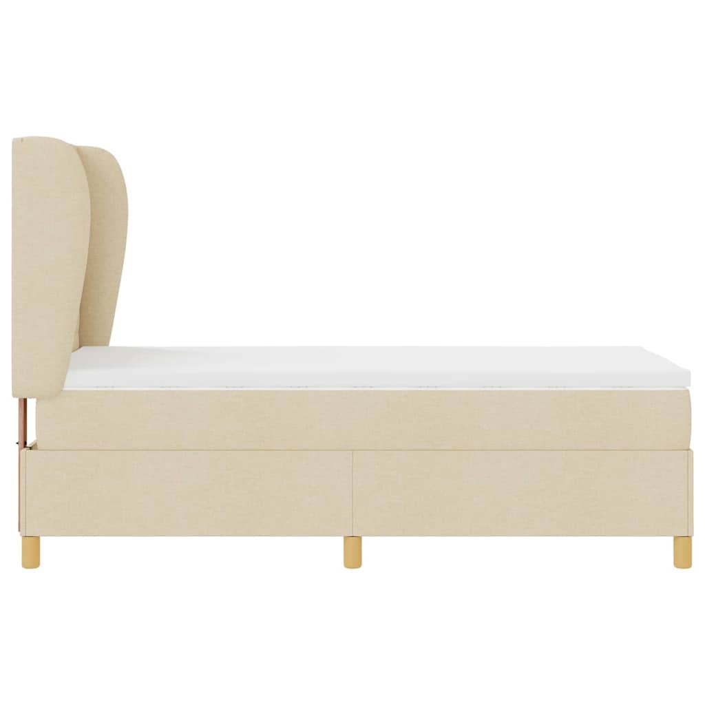 Letto a molle con materasso Crema 190 x 90 cm Tessuto | homemem39