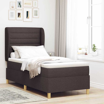 Letto a molle con materasso Marrone Scuro 200 x 90 cm Tessuto | homemem39