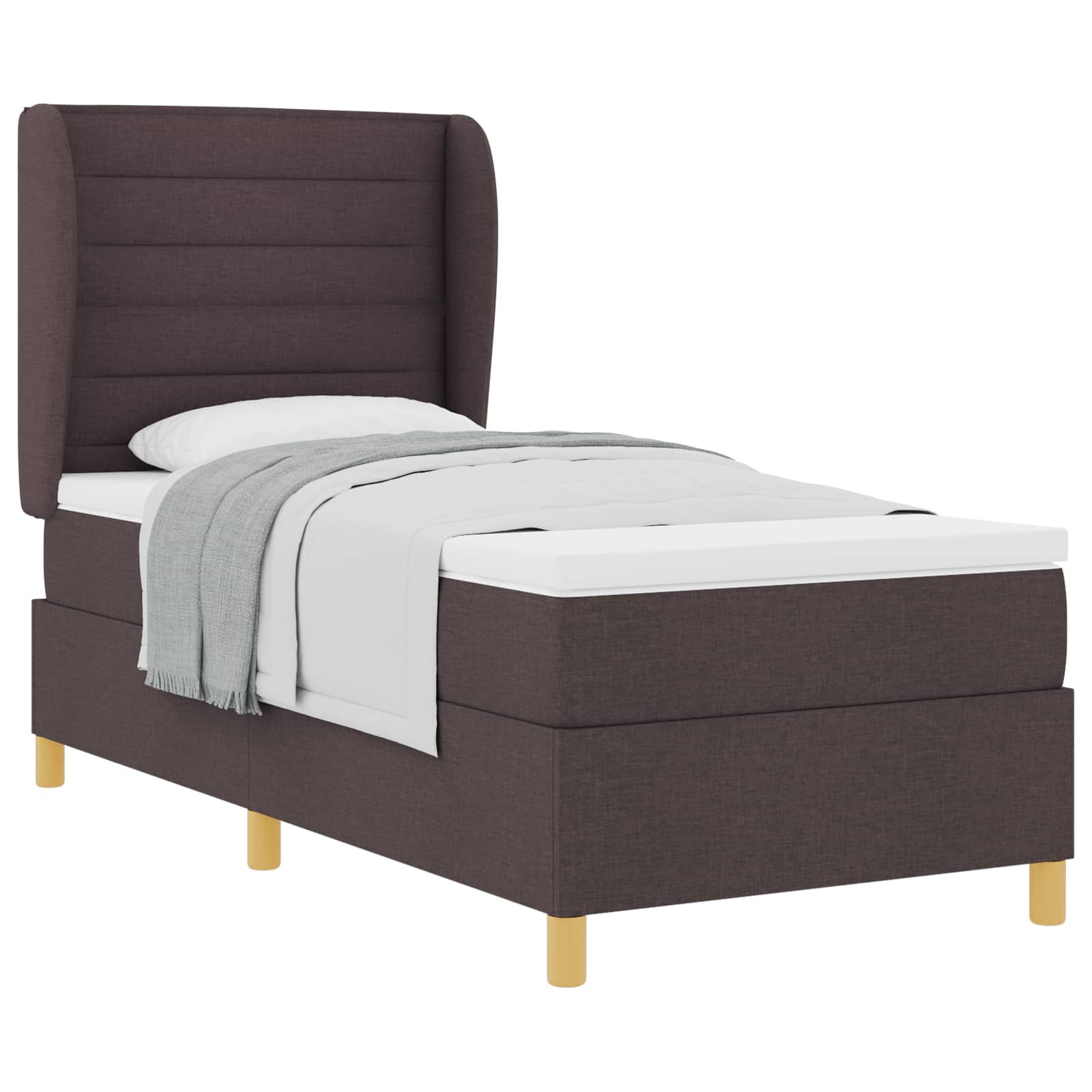 Letto a molle con materasso Marrone Scuro 200 x 90 cm Tessuto | homemem39