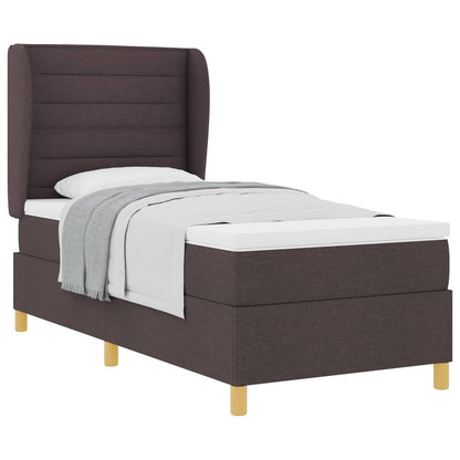 Letto a molle con materasso Marrone Scuro 200 x 90 cm Tessuto | homemem39