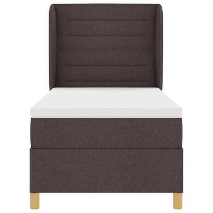 Letto a molle con materasso Marrone Scuro 200 x 90 cm Tessuto | homemem39