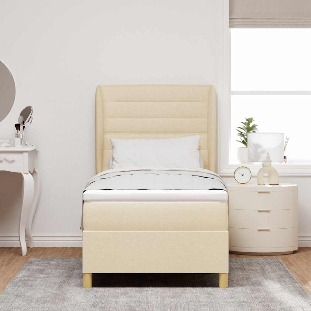 Letto a molle con materasso Crema 200 x 90 cm Tessuto | homemem39