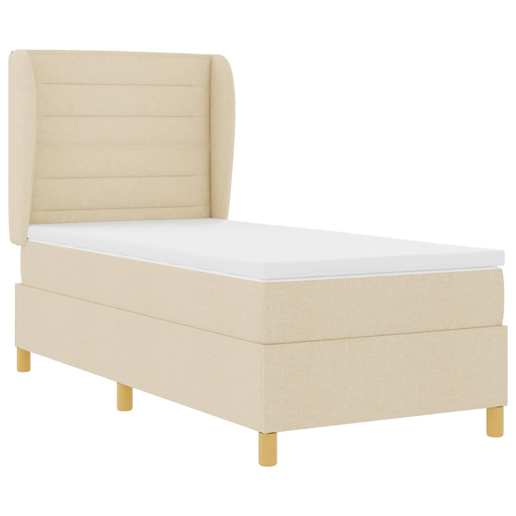 Letto a molle con materasso Crema 200 x 90 cm Tessuto | homemem39