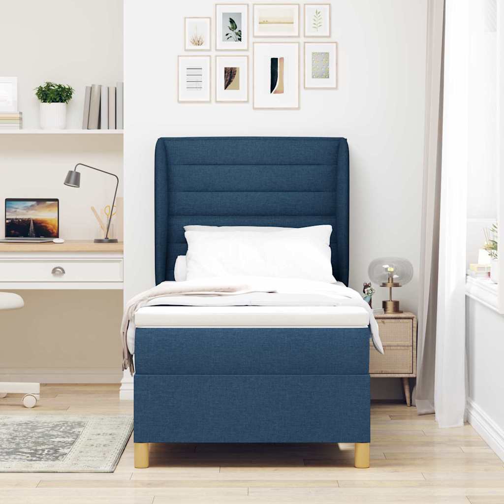 Letto a molle con materasso Blu 200 x 90 cm Tessuto | homemem39