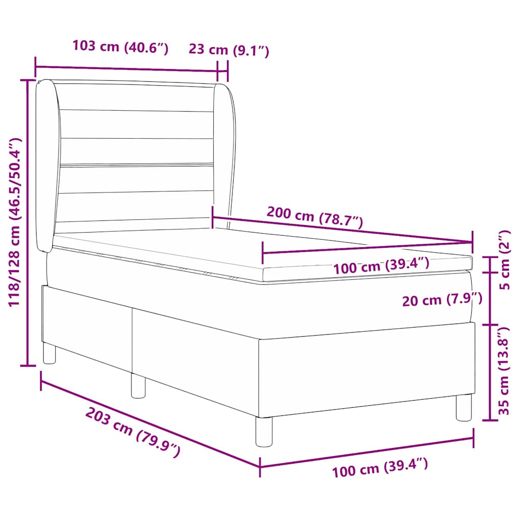 Letto a molle con materasso Nero 200 x 100 cm Tessuto | homemem39