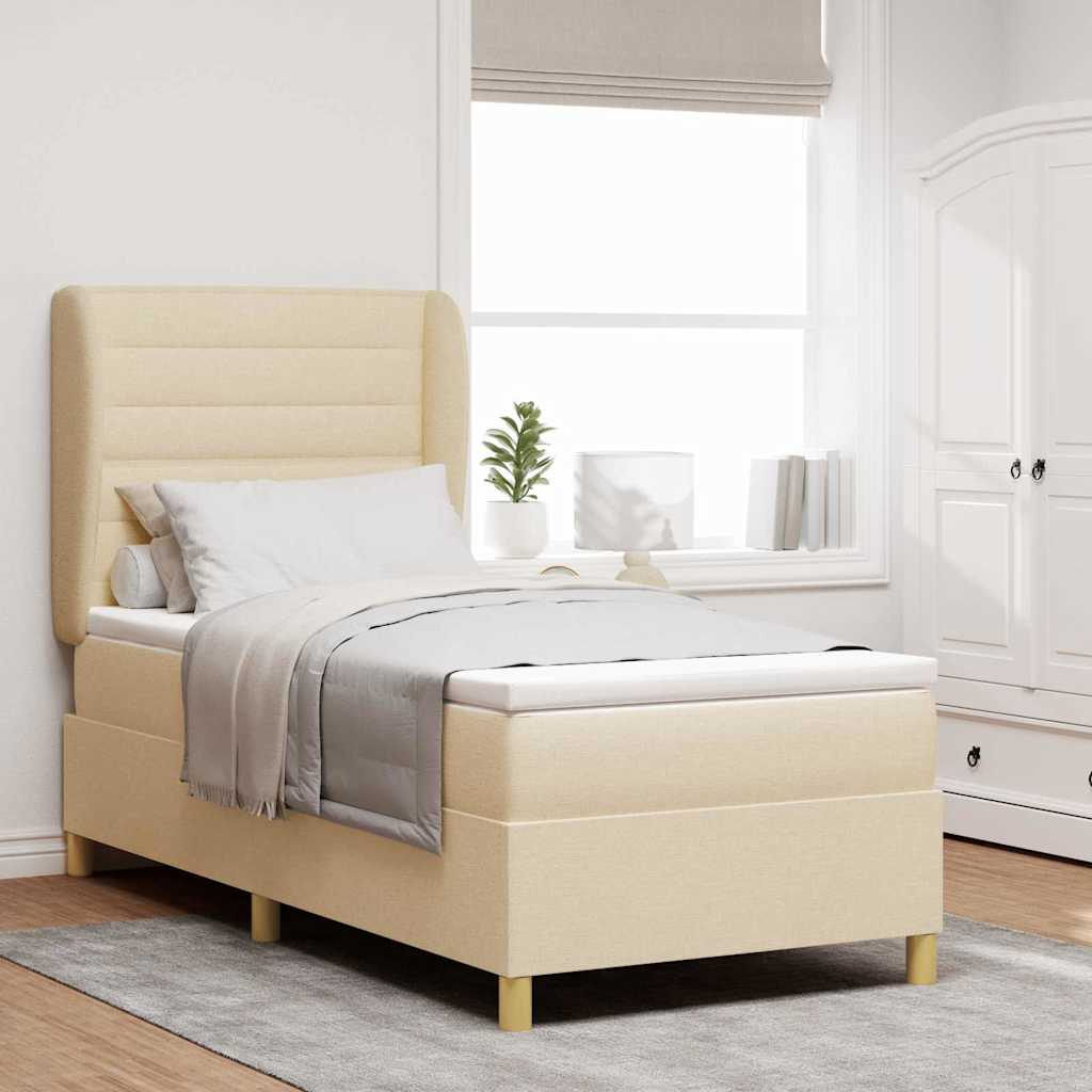 Letto a molle con materasso Crema 200 x 100 cm Tessuto | homemem39