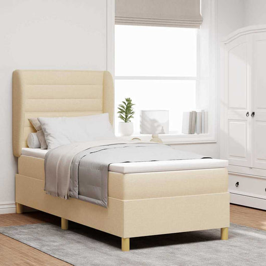 Letto a molle con materasso Crema 200 x 100 cm Tessuto | homemem39
