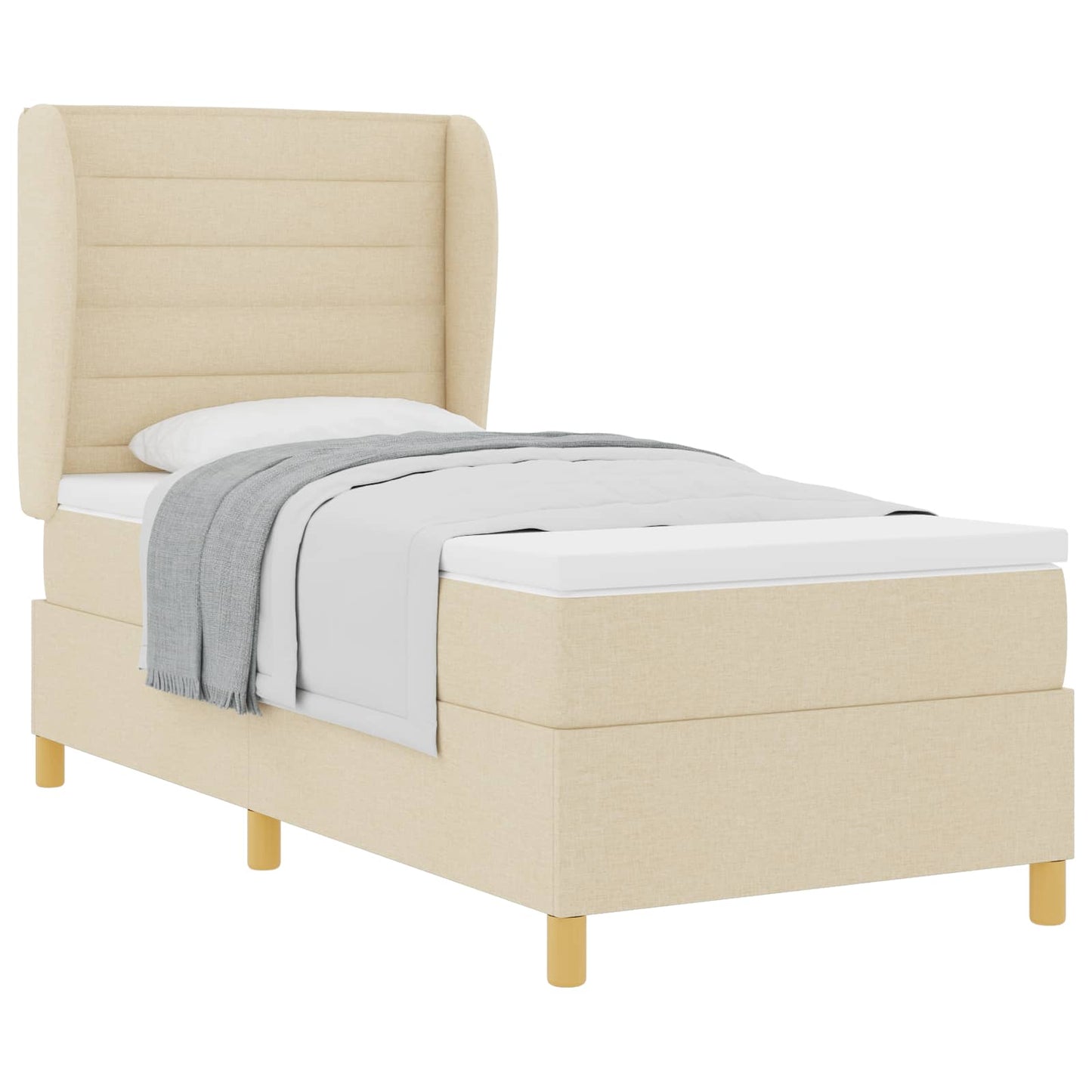 Letto a molle con materasso Crema 200 x 100 cm Tessuto | homemem39