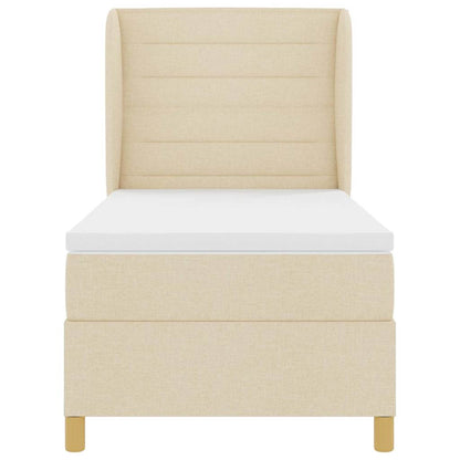 Letto a molle con materasso Crema 200 x 100 cm Tessuto | homemem39