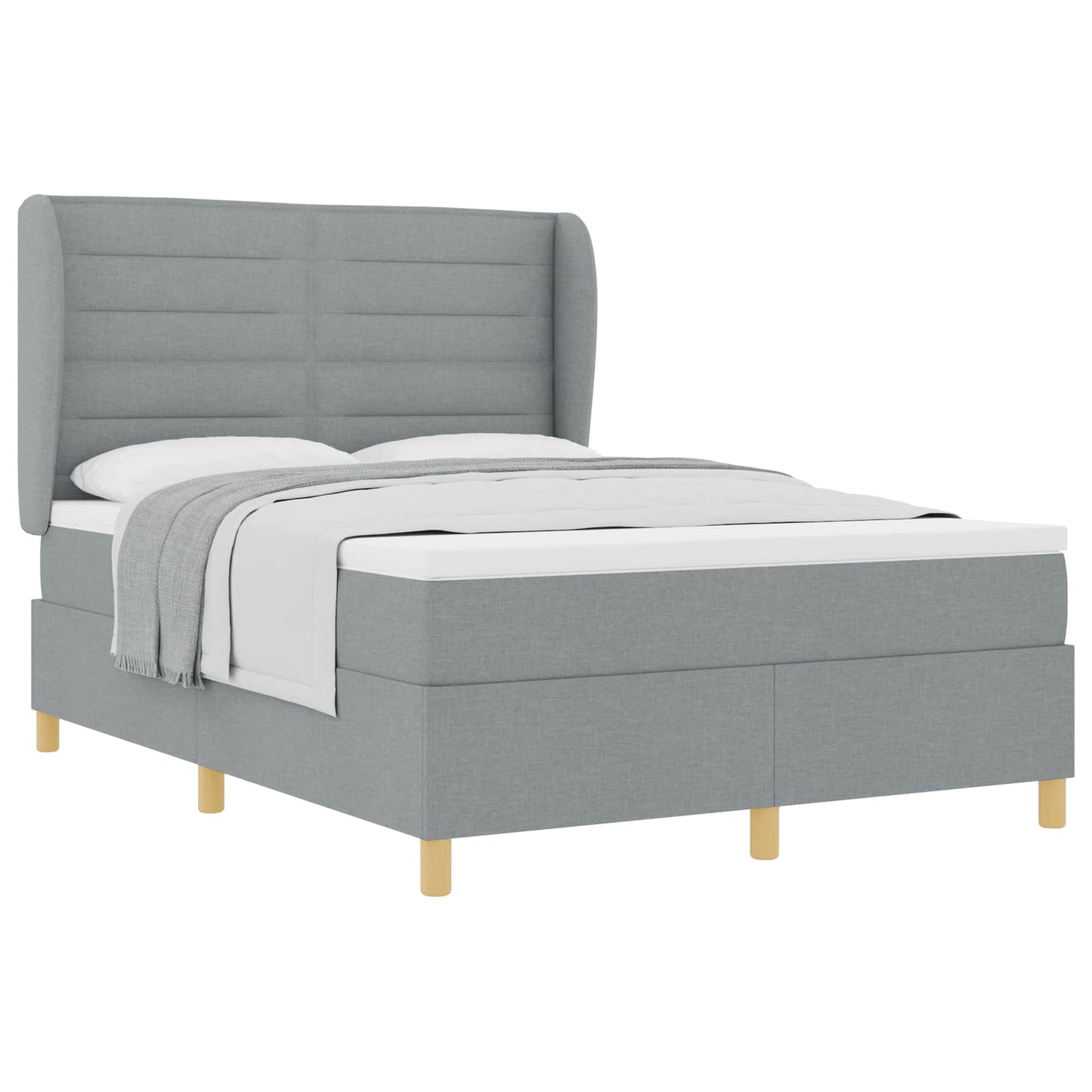 Letto a molle con materasso Grigio chiaro 190 x 140 cm Tessuto | homemem39