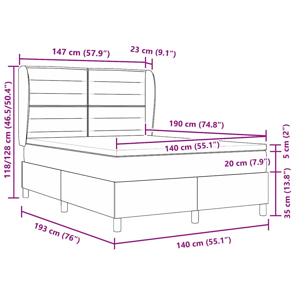 Letto con molle e materasso Grigio Scuro 90x190 cm Tessuto