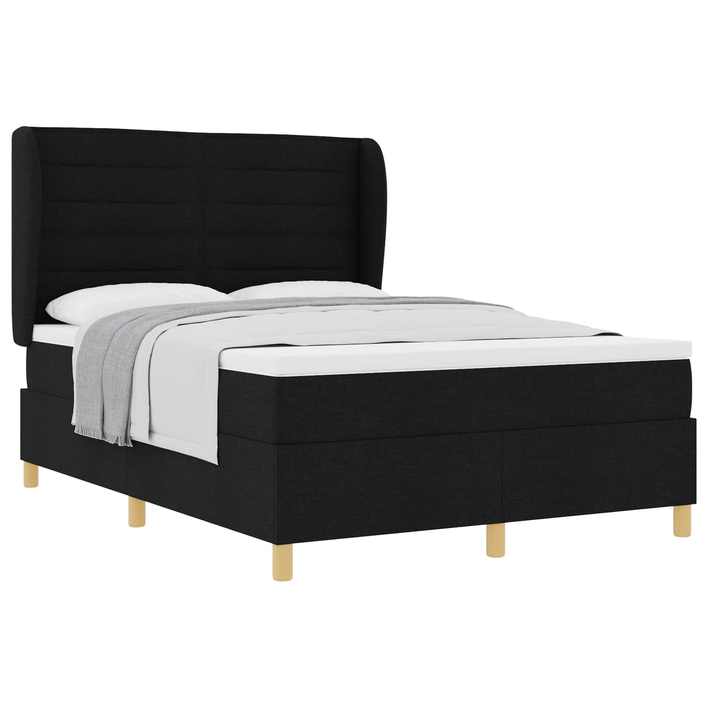Letto a molle con materasso Nero 190 x 140 cm Tessuto | homemem39