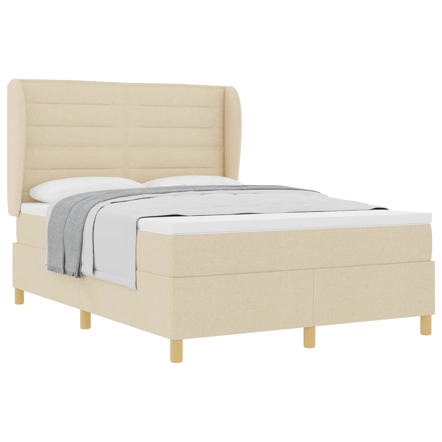 Letto a molle con materasso Crema 190 x 140 cm Tessuto | homemem39