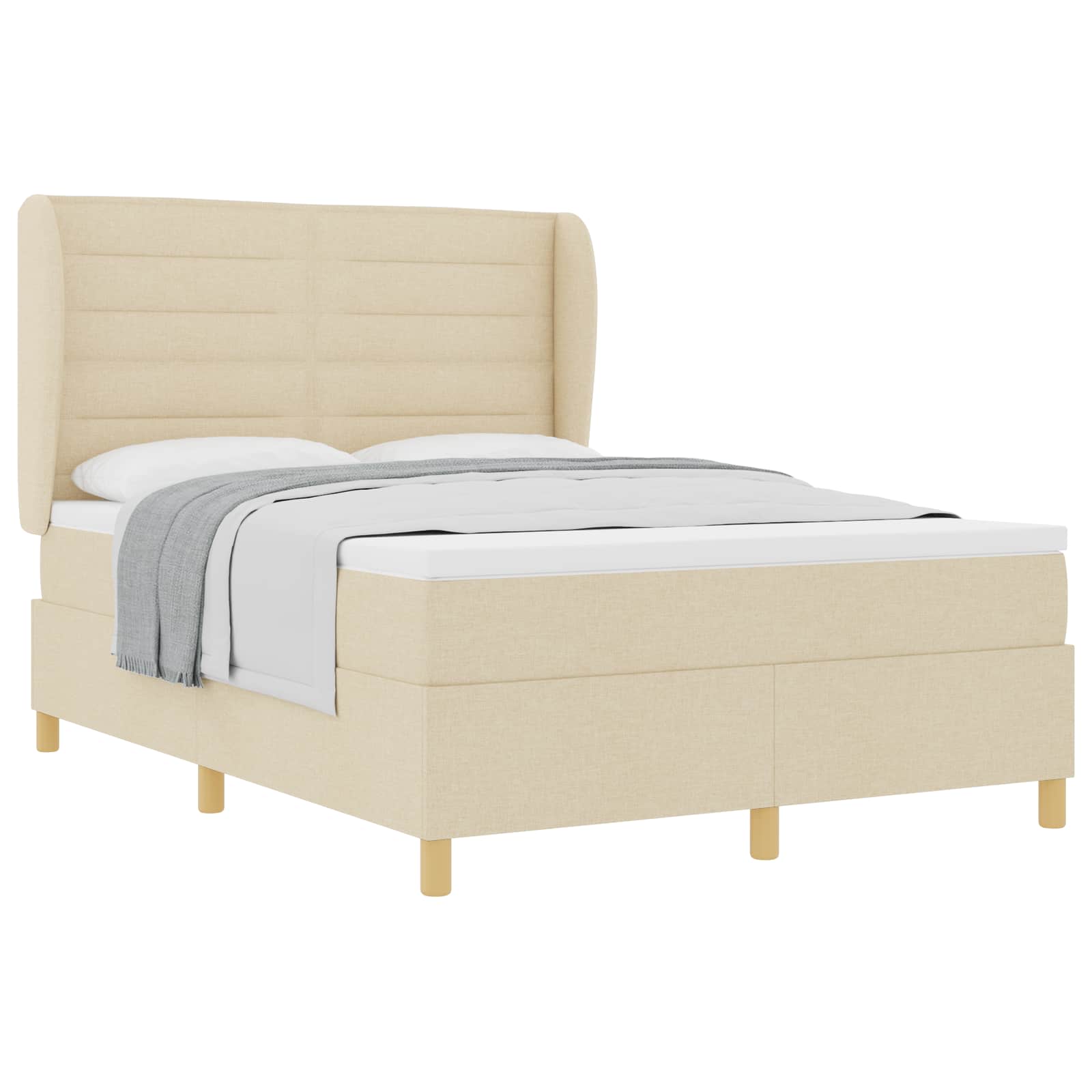 Letto a molle con materasso Crema 190 x 140 cm Tessuto | homemem39