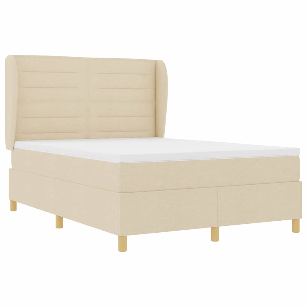 Letto a molle con materasso Crema 190 x 140 cm Tessuto | homemem39