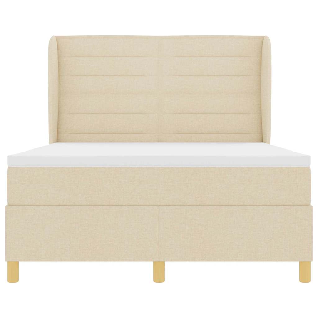 Letto a molle con materasso Crema 190 x 140 cm Tessuto | homemem39