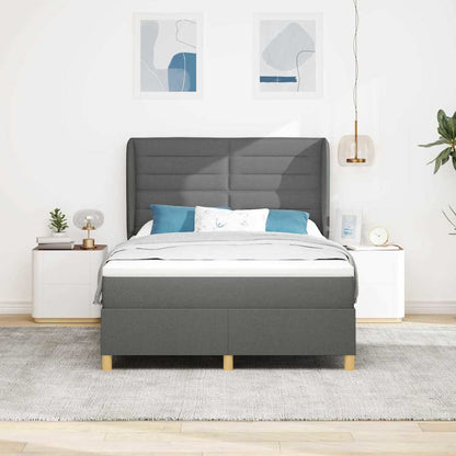 Letto a molle con materasso Grigio scuro 200 x 160 cm Tessuto | homemem39