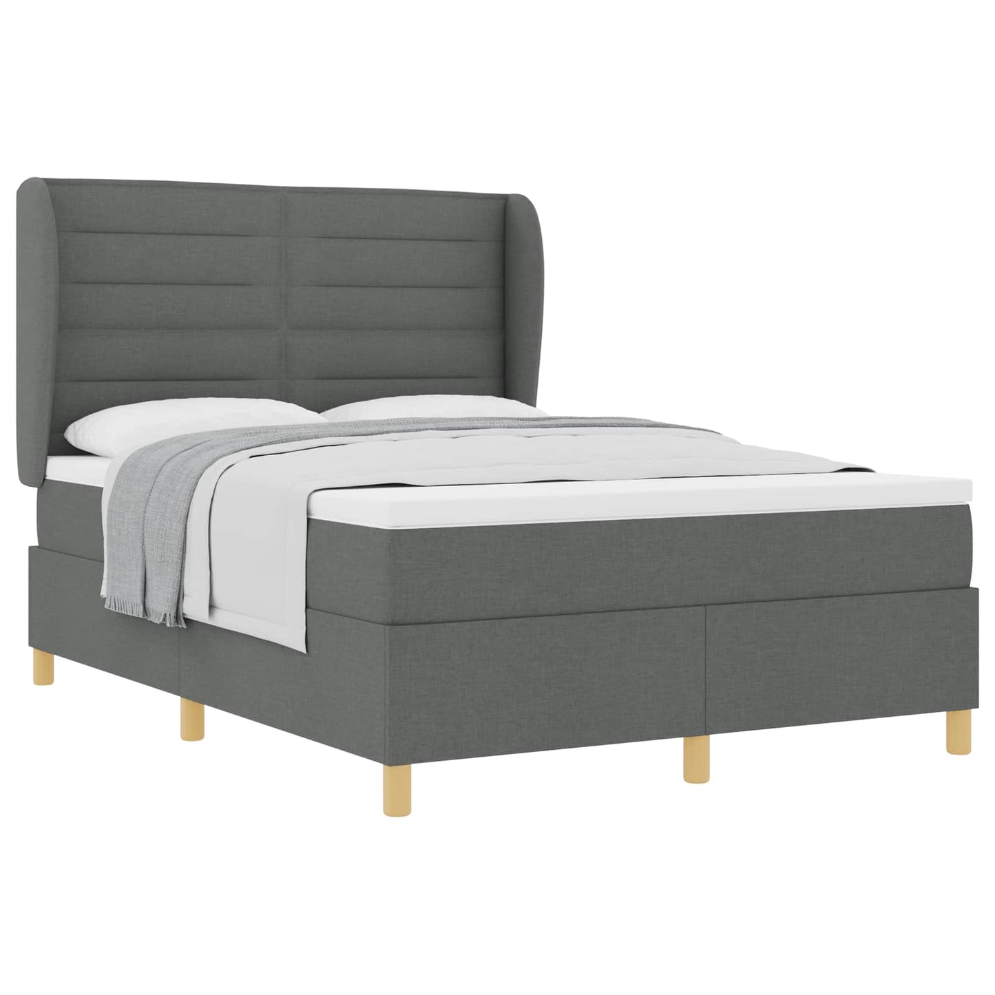 Letto a molle con materasso Grigio scuro 200 x 160 cm Tessuto | homemem39