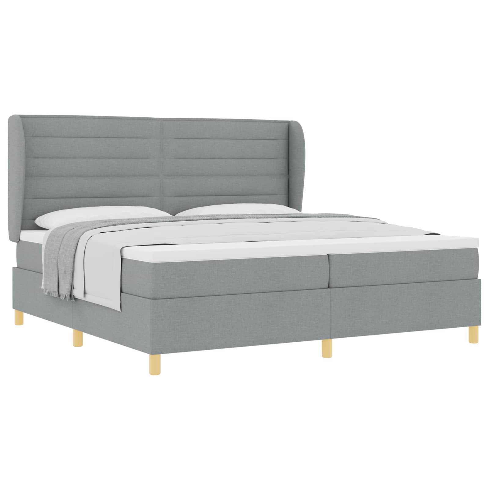 Letto a molle con materasso Grigio chiaro 200 x 200 cm Tessuto | homemem39