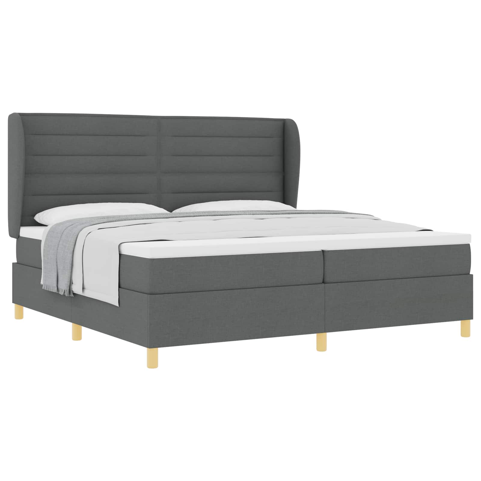 Letto a molle con materasso Grigio scuro 200 x 200 cm Tessuto | homemem39