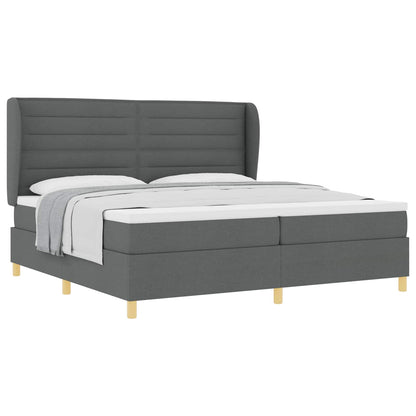 Letto a molle con materasso Grigio scuro 200 x 200 cm Tessuto | homemem39