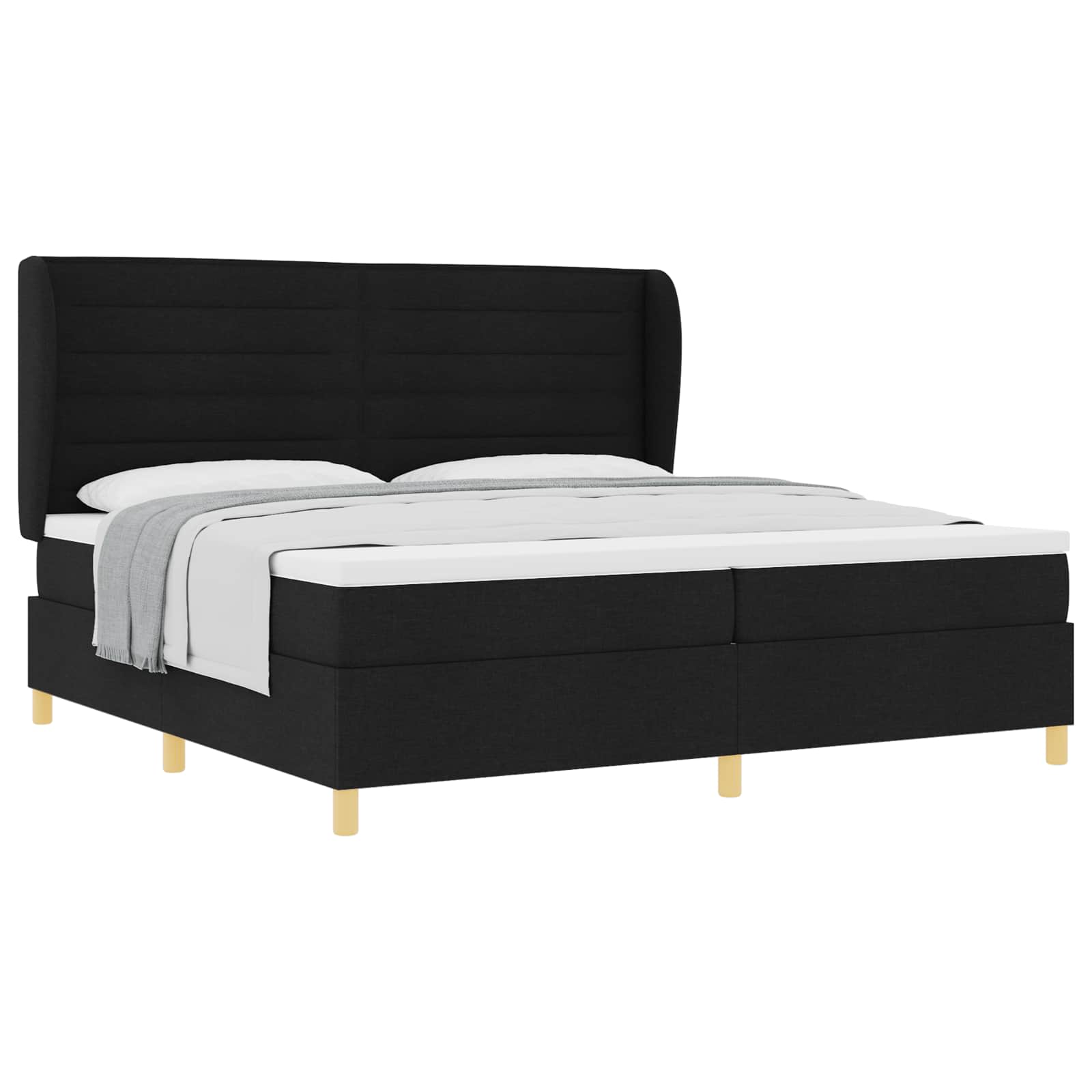 Letto a molle con materasso Nero 200 x 200 cm Tessuto | homemem39