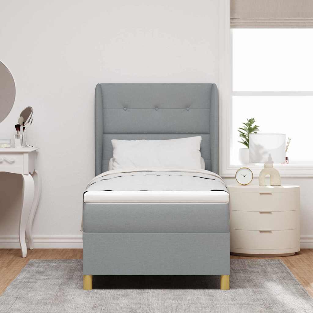 Letto a molle con testiera Grigio chiaro 200 x 80 cm Tessuto | homemem39