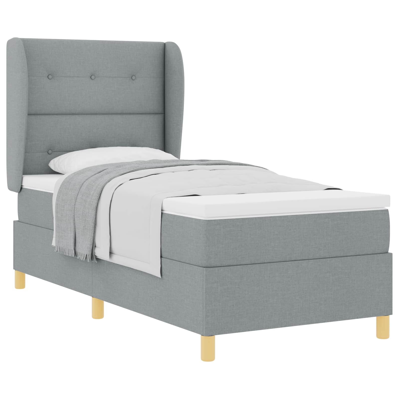 Letto a molle con testiera Grigio chiaro 200 x 80 cm Tessuto | homemem39