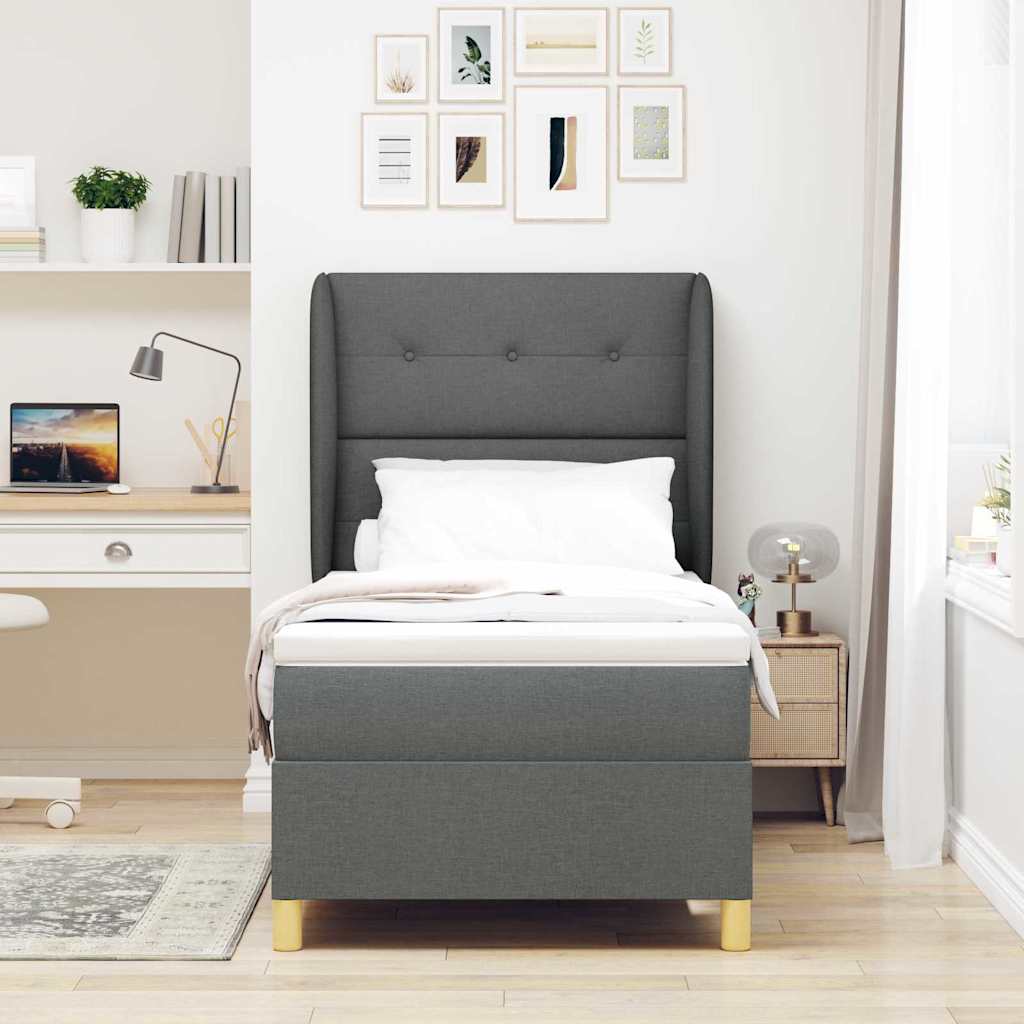 Letto a molle con testiera Grigio scuro 200 x 80 cm Tessuto | homemem39